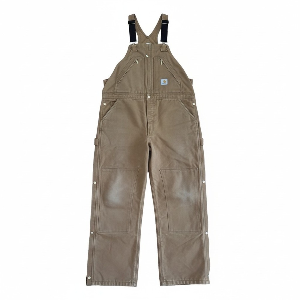 Carhartt R38 BRN Brown Duck Quilt Lined Double Knee Bib Overalls 40x32 USA Made